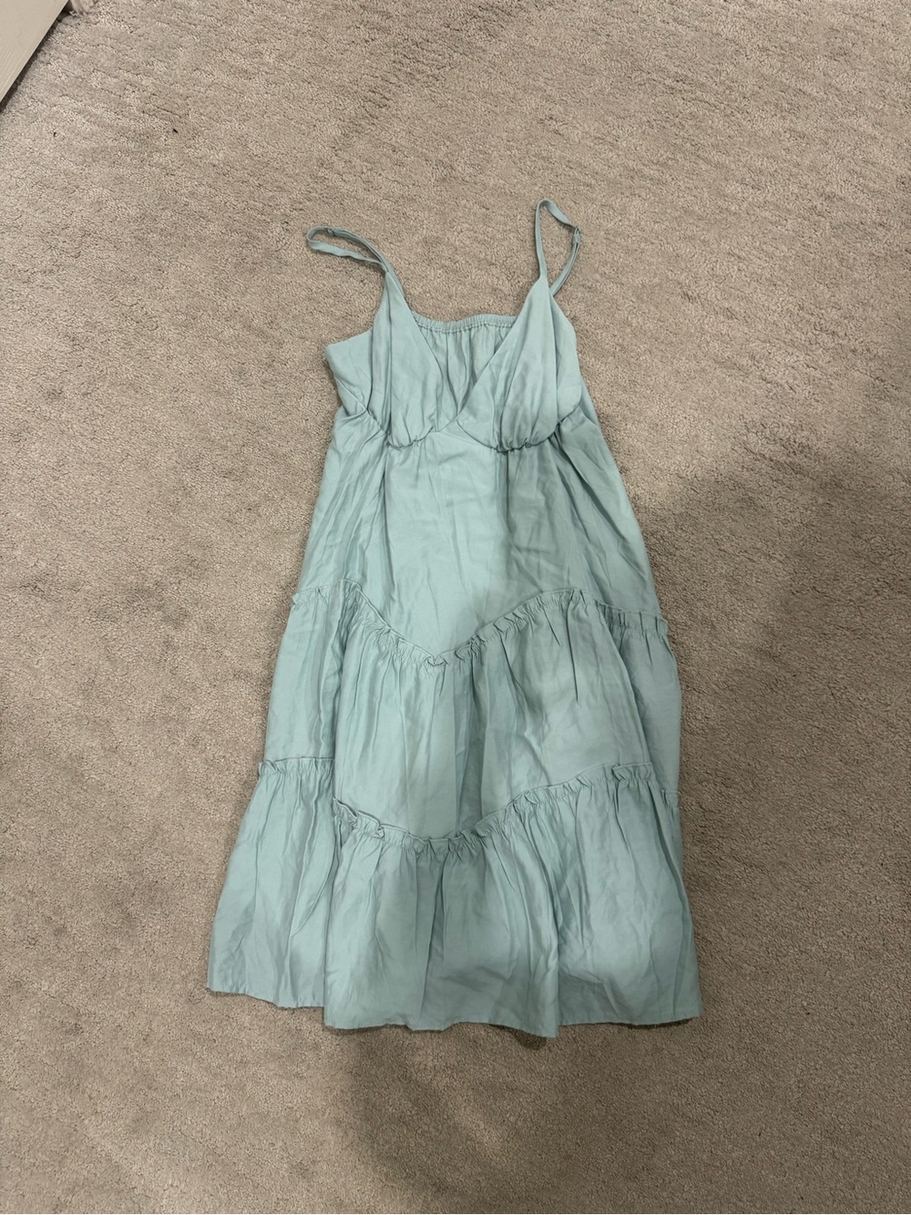 SHEIN Light Blue Tiered Midi Dress with Spaghetti Straps